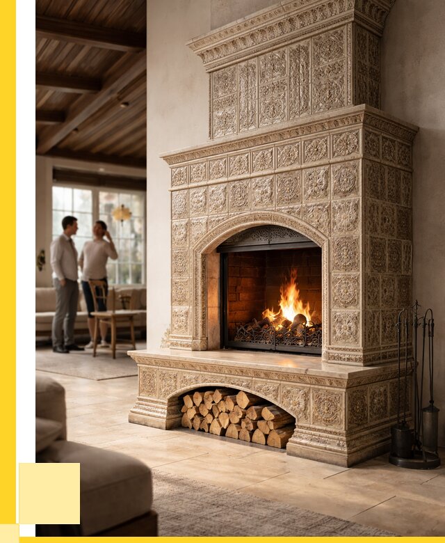 Купить изразцовый камин в Россоши от 259225 р. | ЭриданРсс