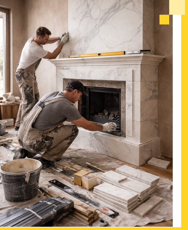 Отделка каминов в Россоши качественные облицовочные работы