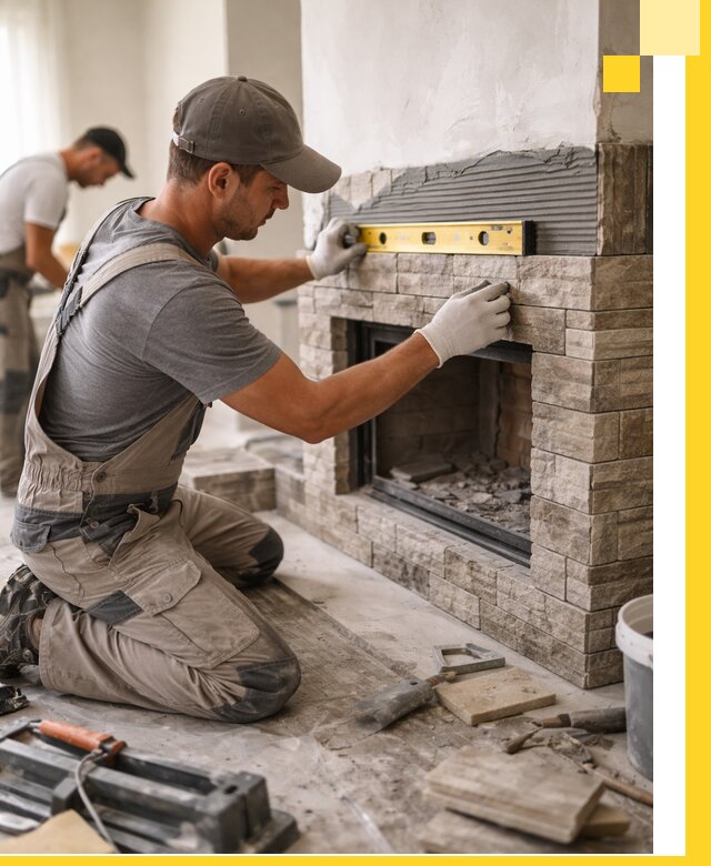 Облицовка каминов в Россоши, монтаж и отделка натуральным камнем