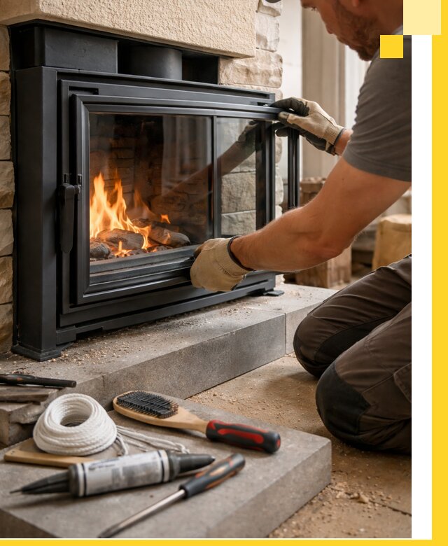 Производство, монтаж и доставка каминов со стеклом в Россоши