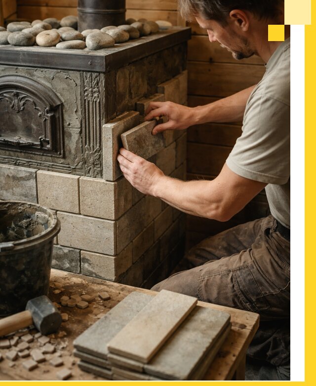 Облицовка банных печей в Россоши профессиональная отделка