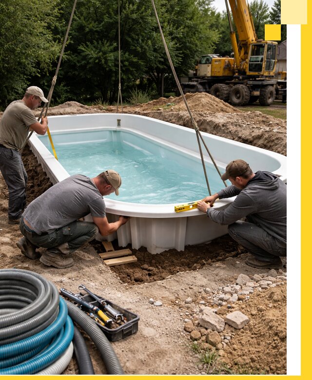 Установка и монтаж композитных бассейнов под ключ в Россоши