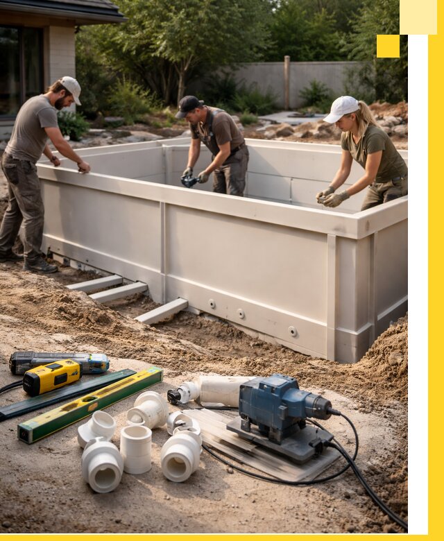 Установка полипропиленовых бассейнов под ключ в Россоши