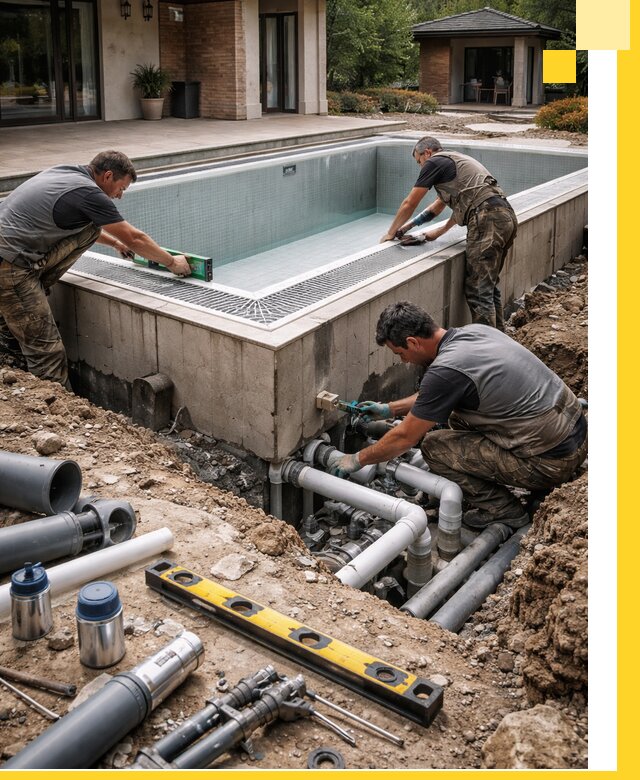 Строительство переливных бассейнов в Россоши под ключ