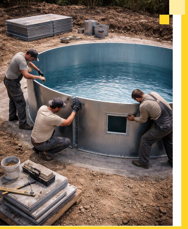 Круглые бассейны под ключ в Россоши проектирование и монтаж