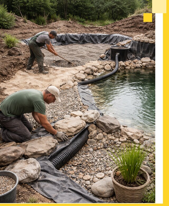 Строительство природных бассейнов и озер в Россоши под ключ