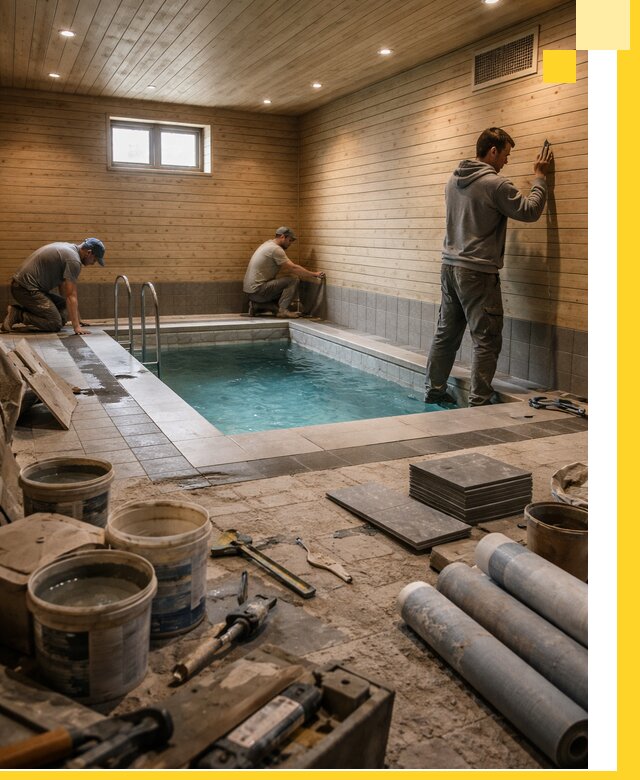 Строительство бани с бассейном и сауной под ключ в Россоши