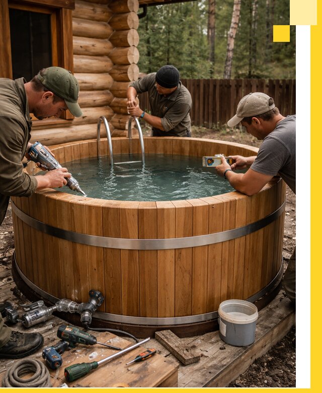 Строительство бань с купелью под ключ и отделкой в Россоши