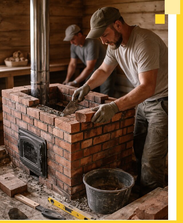 Кирпичные печи для бани под ключ в Россоши, проект и монтаж