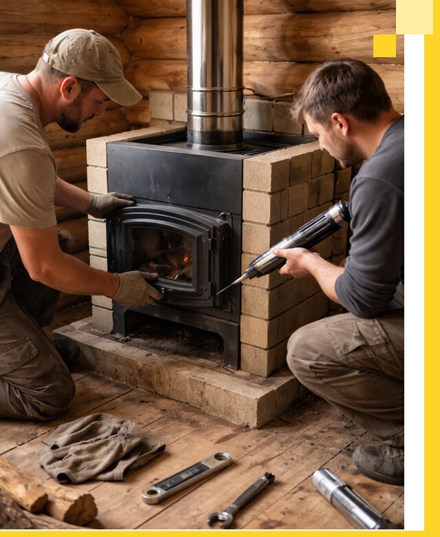 Монтаж и установка печи в бане под ключ с гарантией в Россоши