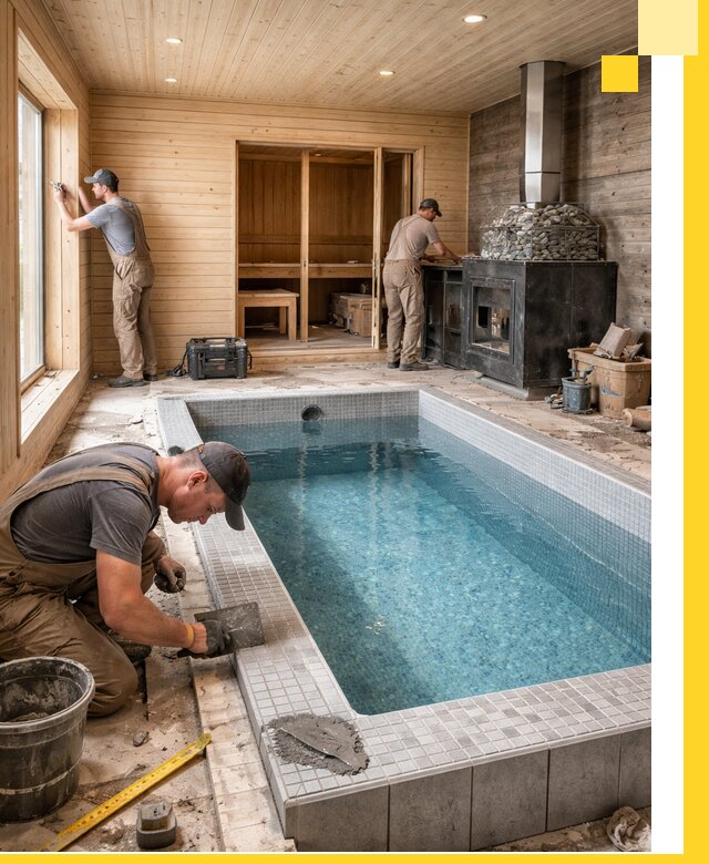 Проект бани с бассейном и сауной в Россоши под ключ