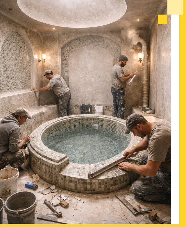 Профессиональное строительство хамама с бассейном в Россоши под ключ