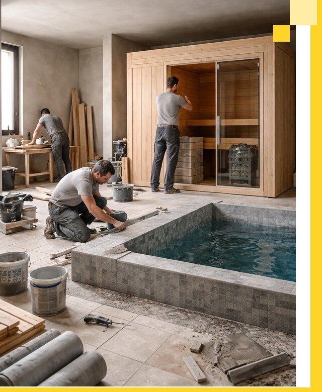 SPA зоны под ключ с бассейном сауной и печью в Россоши